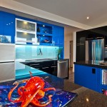 Modern Custom High Gloss Blue Kitchen - 