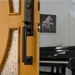 Emtek Door Hardware - Pretzel door, Emtek black hardware, drywall return, modern home